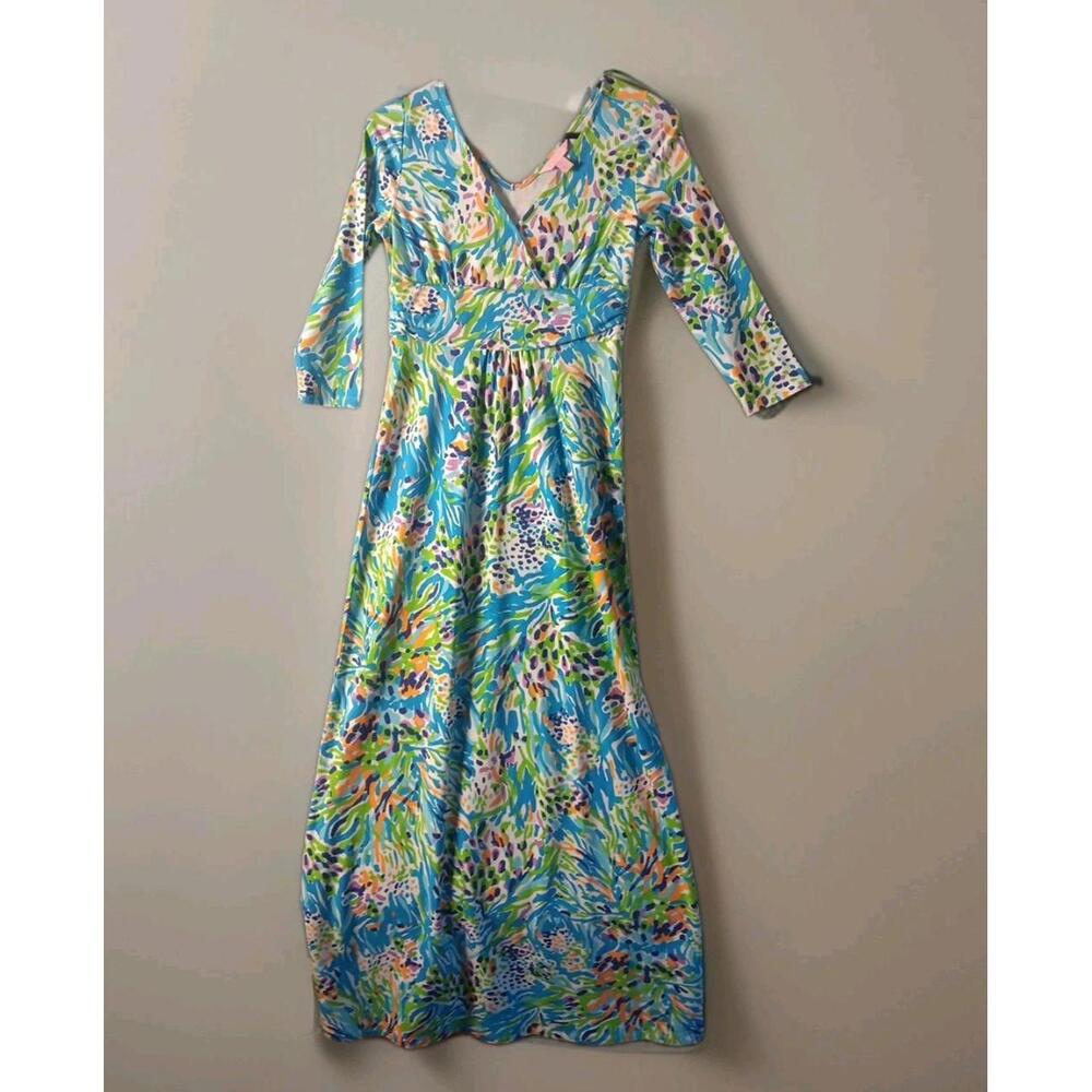 Lilly Pulitzer Gloria Maxi Faux Wrap Dress- Sea Soirée Size: Extra Small- EUC